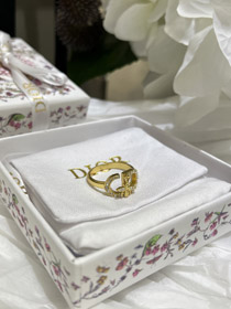 Dior gold full diamond bee pendant ring-3705